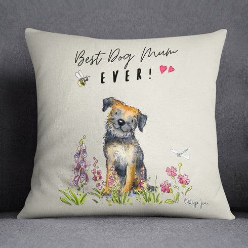 Best Dog Mum Border Terrier Cushion
